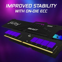 Kingston FURY Beast KF560C36BBE2AK2-32 RGB 32GB (2x16GB) System Memory, DDR5, 6000MHz, Black, 288 Pin, 1.35v, CL36, AMD EXPO Certified Kingston FURY Beast KF560C36BBE2AK2-32 RGB 32GB (2x16GB) System Memory, DDR5, 6000MHz, Black, 288 Pin, 1.35v, CL36, AMD EXPO Certified